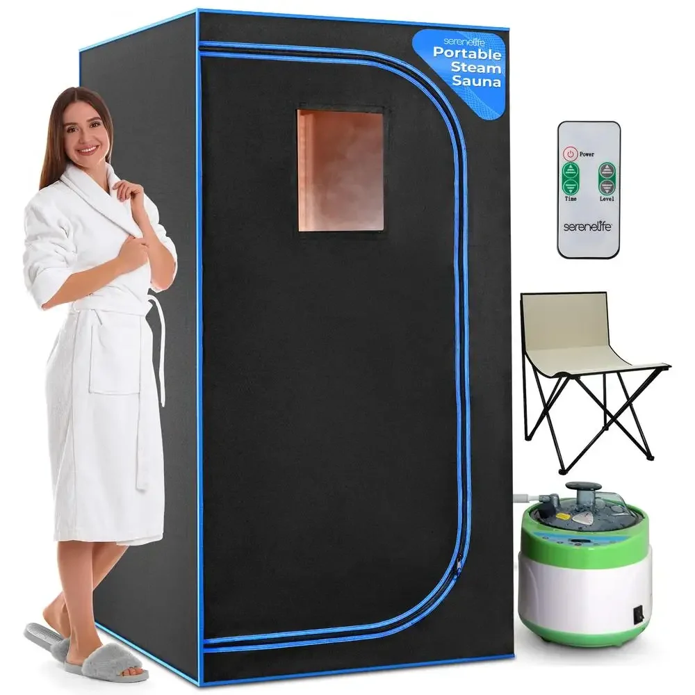 Compact Portable Steam Sauna Tent 1600W Steamer 9 Heat Levels Remote Control Chair Spa 2