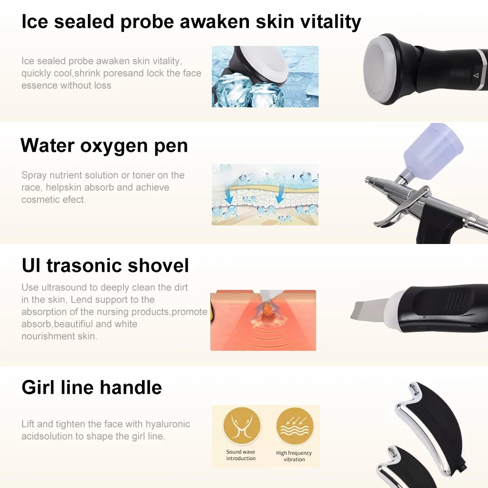 Portab 10 In 1Hydrogen Oxygen Dermabrasion Machine H2O2 Small Bubble Moisturizer Facial Beauty Device Aqua Peeling Skin Care Spa