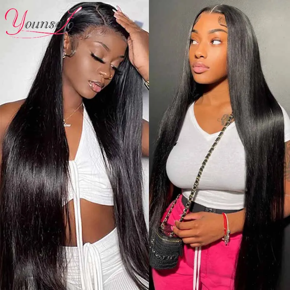 Younsolo Straight Weave Bundles Natural Black Indian Human Hair Bundles Straight Wave Hair Extensions 4PCS Human