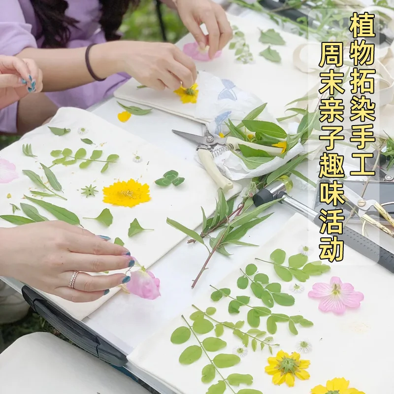 Plant Pounding Eco-Printing Kit, DIY T-Shirt Printing Dye Canvas Kerchief Bag, Plant Dyeing Tools Hammer Alum Fixative