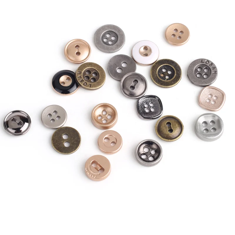 10pcs Metal Two Hole Four Hole Small Shirt T-shirt Short Sleeve Black And White Gold And Silver Button Sewing DIY Manual 3