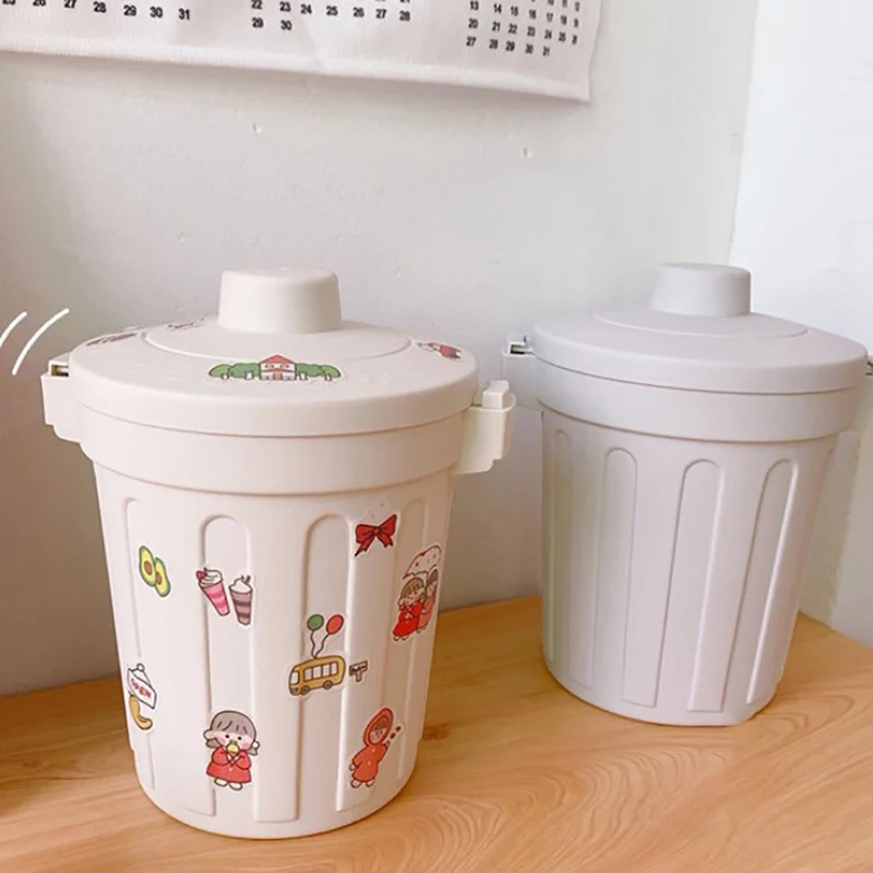 Ins 데스크탑 소형 쓰레기통, 침실 홈 귀여운 쓰레기통, 뚜껑이 달린 미니 쓰레기통