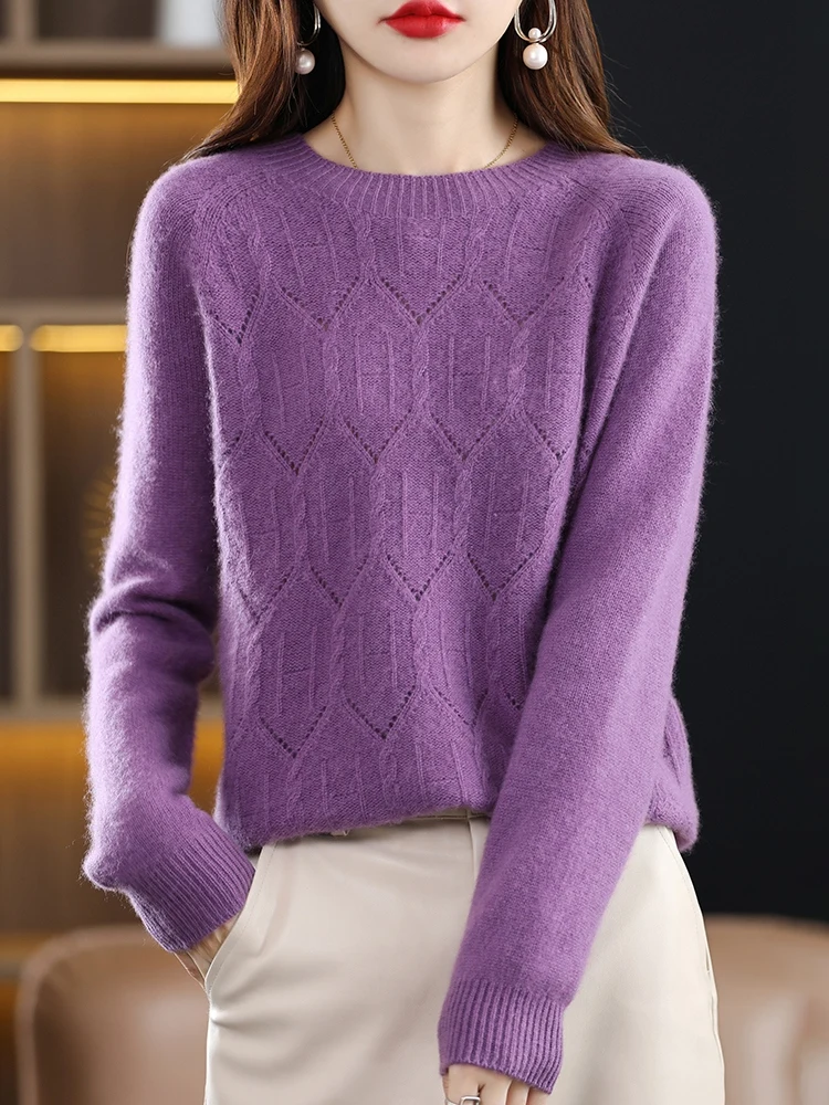 High-end Cashmere Sweater Women Autumn Plus Size Printed Wool Sweater Dress Women Mid-length Knit Dress Outwear