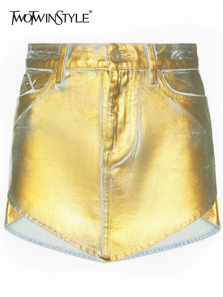 twotwinstyle-gold-casual-skirt-for-women-high-waist-patchwork