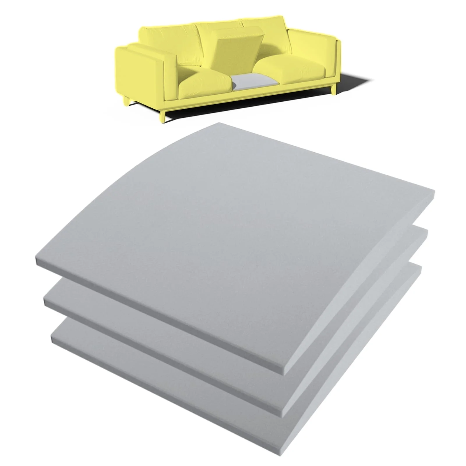 3 חבילות עיצוב מעוגל למעלה, פום זיכרון ברמת צפיפות גבוהה 40D, תמיכת כרית ספה למושב נופל,