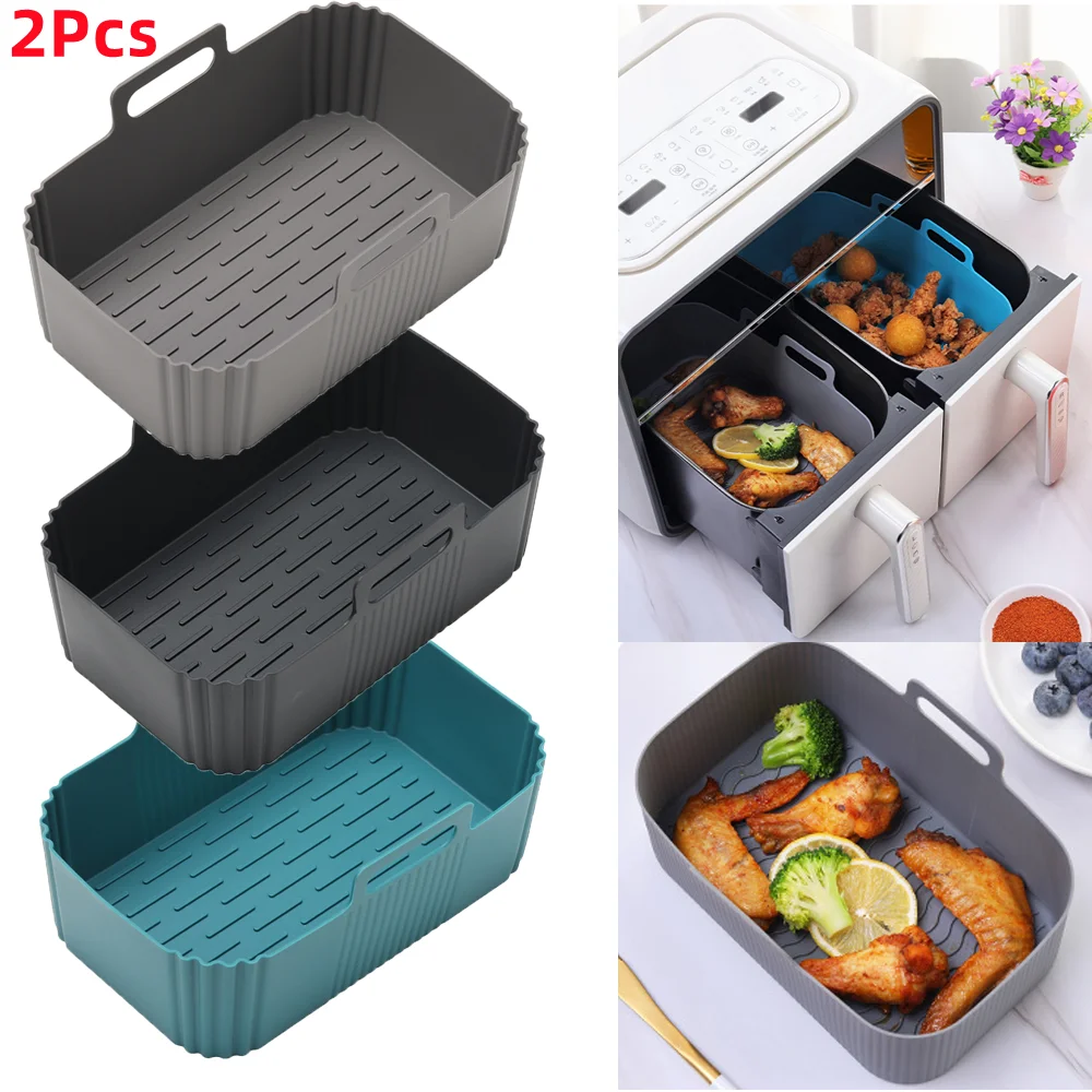 1pc Silicone Pot Rectangle Oven Air Fryer Baking Tray Mold Basket Liner for Ninja  Foodi Dual DZ201 8QT Air Fryer Accessories - AliExpress