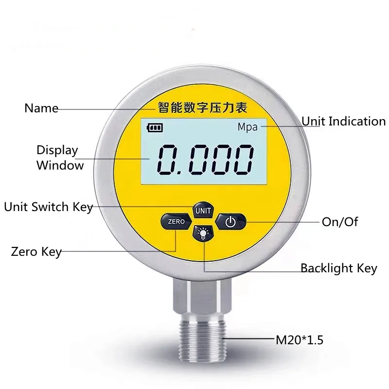 

Digital Pressure Gauge 0-60MPA, Battery Powered Electronic Oil Pressure Hydraulic Pressure Manometer 5 units