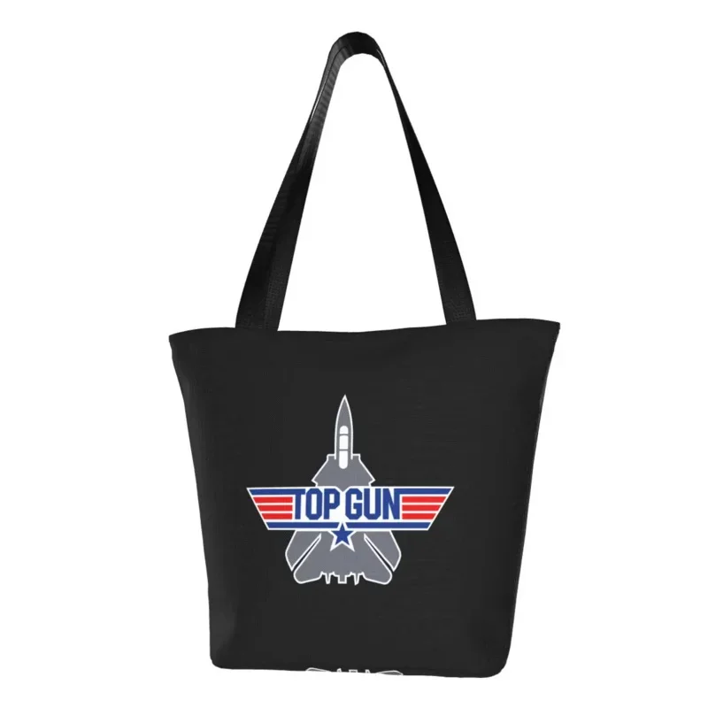 

Fighter Jets Top Gun Grocery Shopping Tote Bag Women Fashion Maverick Film Canvas Shoulder Shopper Bags Large Capacity Handbag
