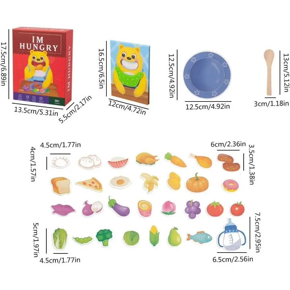 Food Feeding Simulation Feeding Game Simulation Early Education Bear Pretend Food Set Spoon Paper Parent-Child Feeding Gift