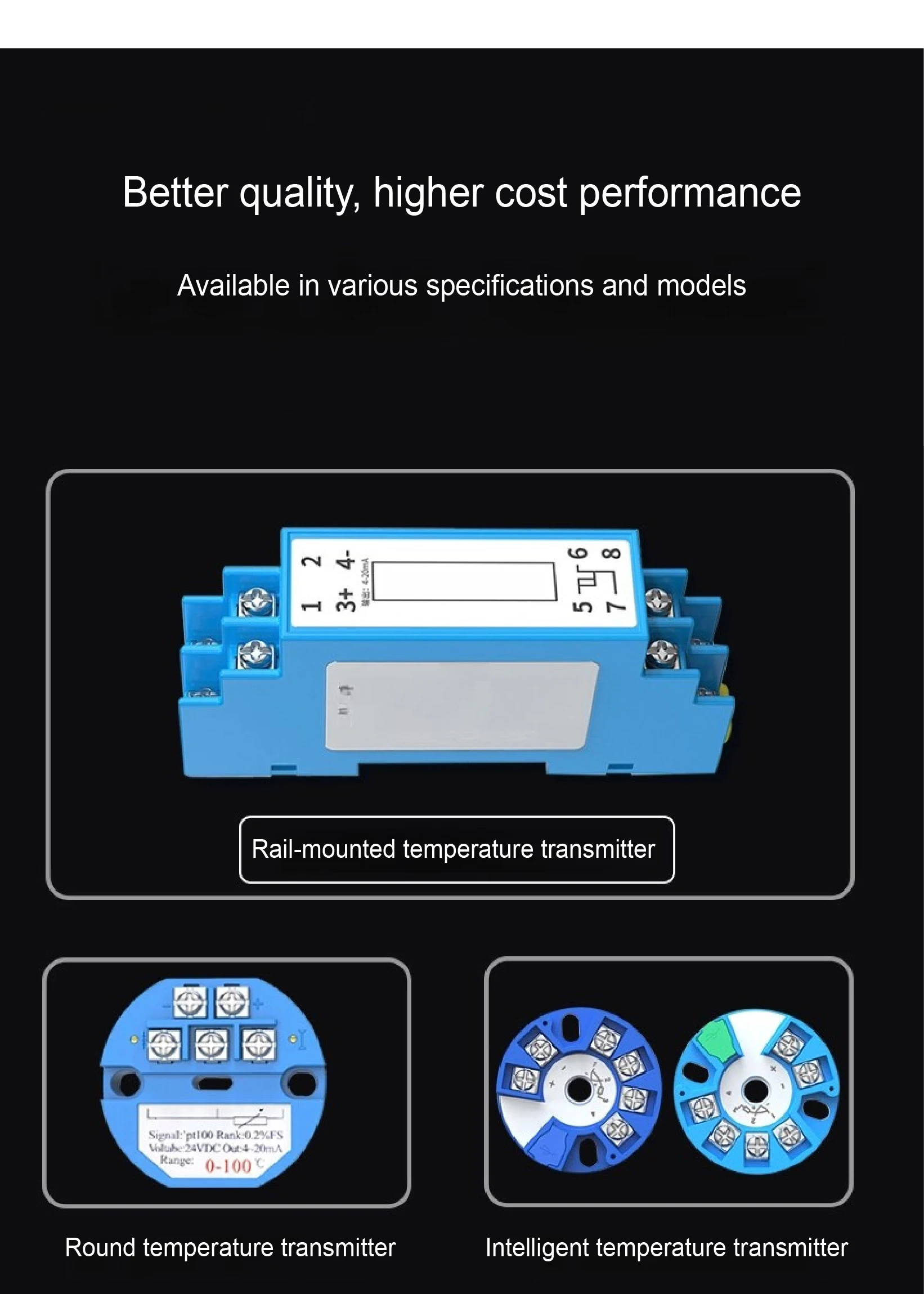 SBWZ-2280 DIN Rail PT100 Temperature Transmitter Module -50°C+500°C 4-20mA 0-10V