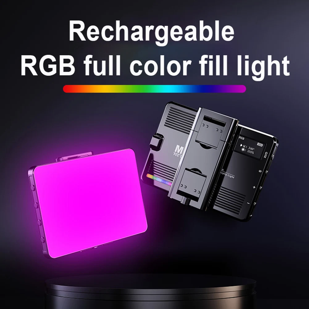 풀 컬러 충전식 RGB LED 비디오 라이트, 사진 필 라이트, 1500mAh, 조도 조절 2500-9900K 패널 라이트, 사진 스튜디오 램프, M15