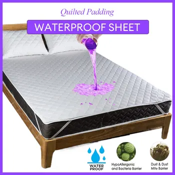 Protège-draps matelassé imperméable avec sangles, housse de coussin de matelas, canapé et lavable 1