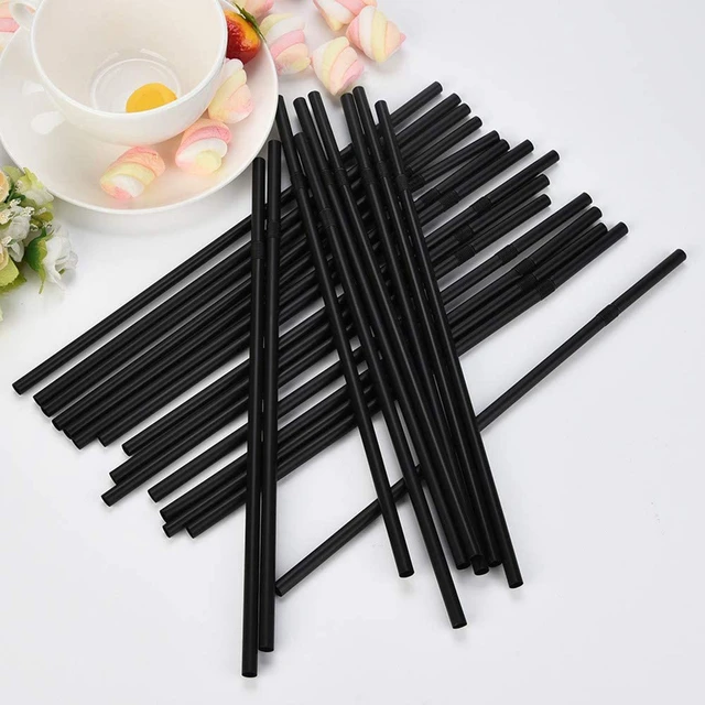 Pailles à cocktail noires jetables paille en plastique pour fêtes et  événeme