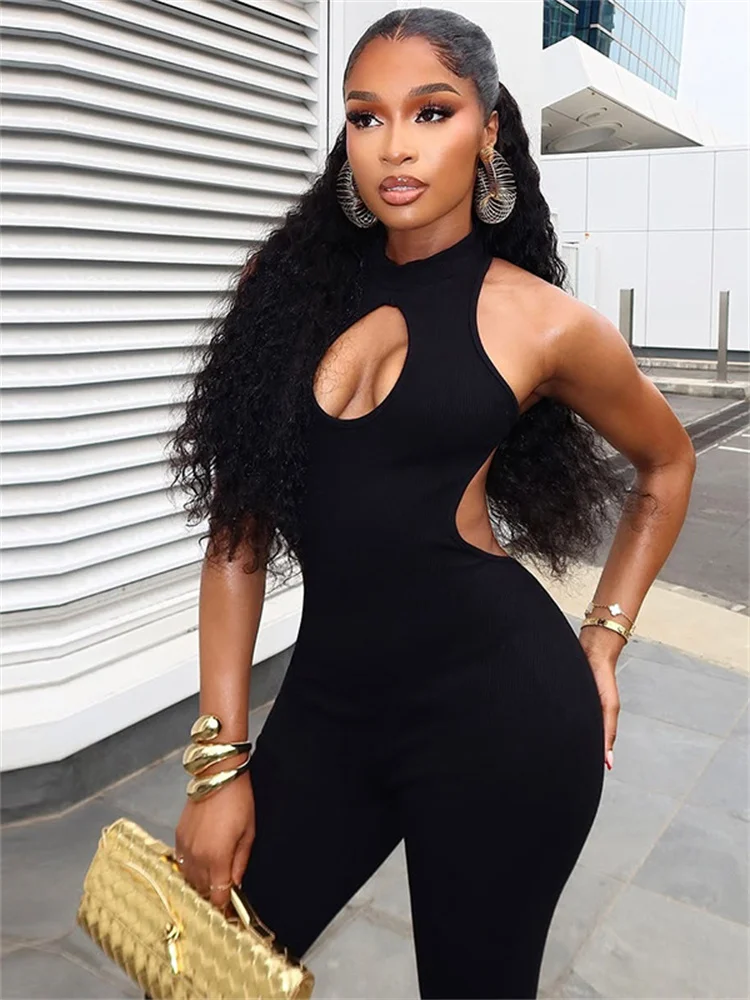 Wmstar jumpsuit women Casual sportswear women's wear commuter cut out tight solid color jumpsuit backless low waisted one pieces