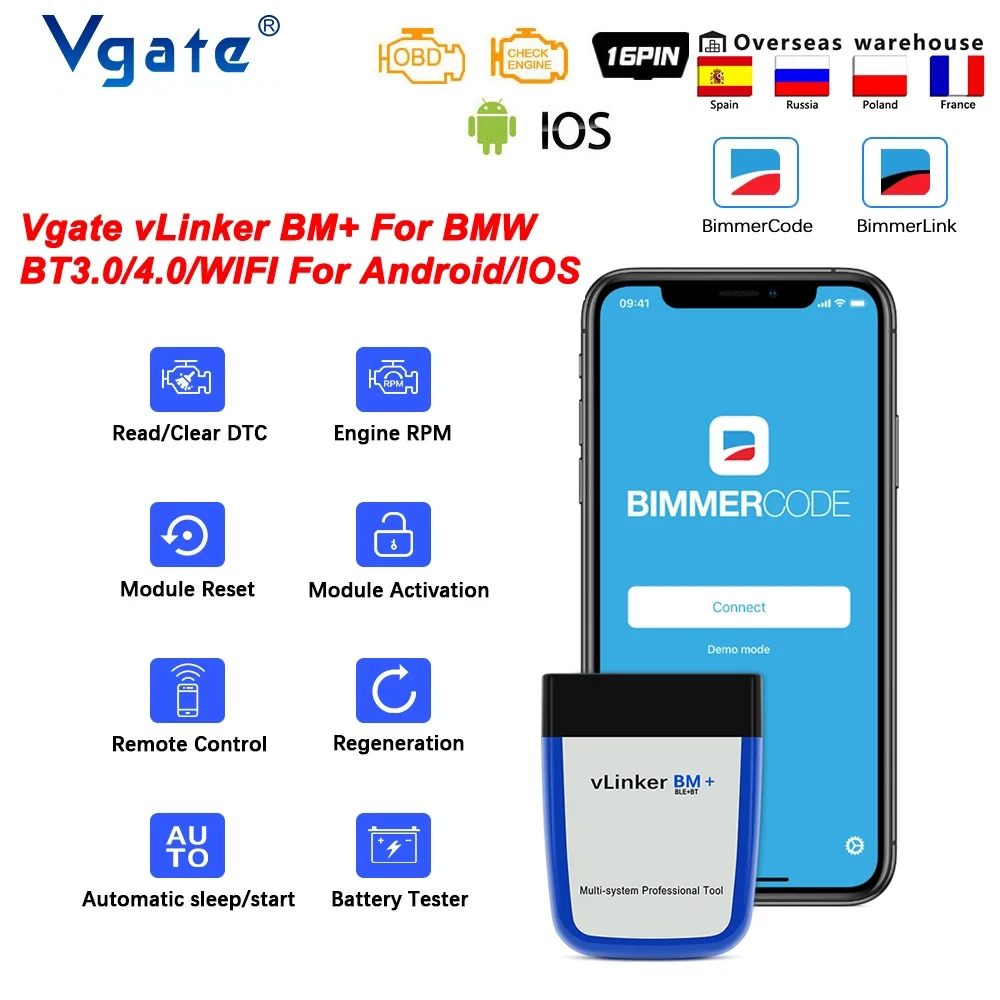 OBD2 Vgate vLinker BM ELM327 для BMW сканер wifi OBD 2 Автомобильный диагностический инструмент bdive