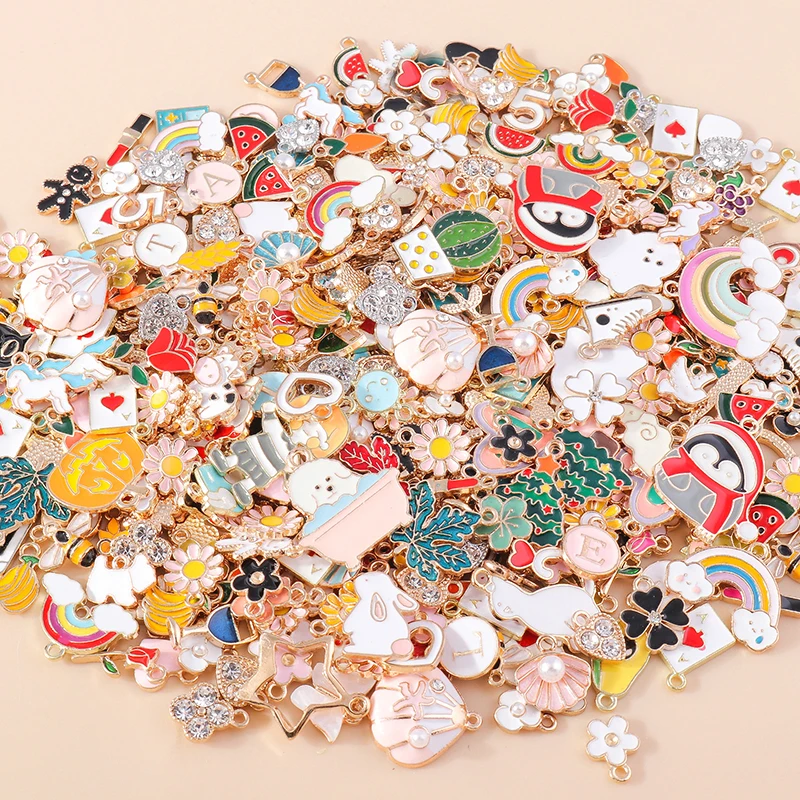 Leslie Mix Styles 20/30/50 Stück Schmuckanhänger mit goldener Emaillebeschichtung für DIY-Schmuckherstellung, handgefertigte Accessoires – Detail 6