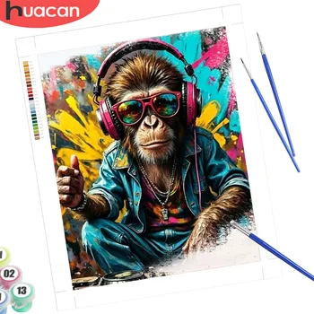 HUACAN Kit di pittura a numeri su tela, disegno di orangutan, pittura da appendere alla parete, colorato su tela