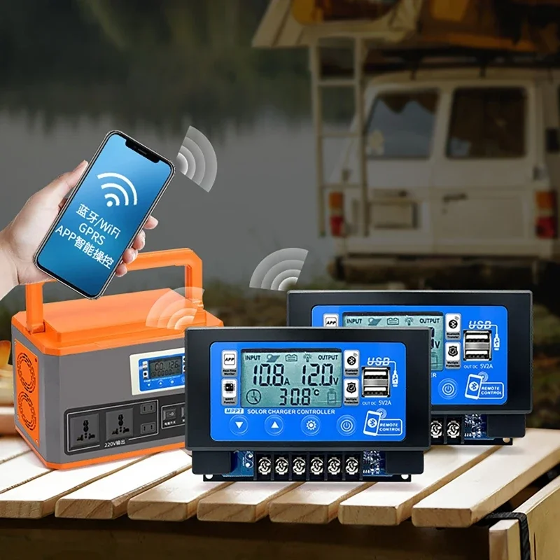 LCD 대형 디지털 디스플레이 내장 스냅온 에너지 저장 MPPT 컨트롤러, 블루투스 와이파이 태양광 충전 컨트롤러, 12V, 24V, 30A60A