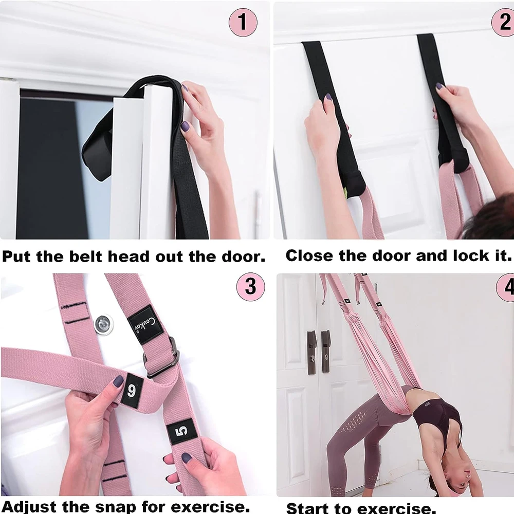 Aerial yoga strap yoga strap yoga resistance bands Aerial Yoga Rope Straight Horse Crotch Open Elastic Yoga Belt Split Lower Waist Trainer Inverted Rope Pull Extension Belt