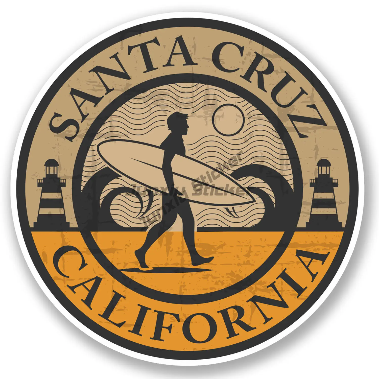 Виниловая наклейка с индивидуальным художественным рисунком Санта-Круз Калифорния, наклейка для iPad, ноутбука, автомобиля, серфинга, США, защита от царапин