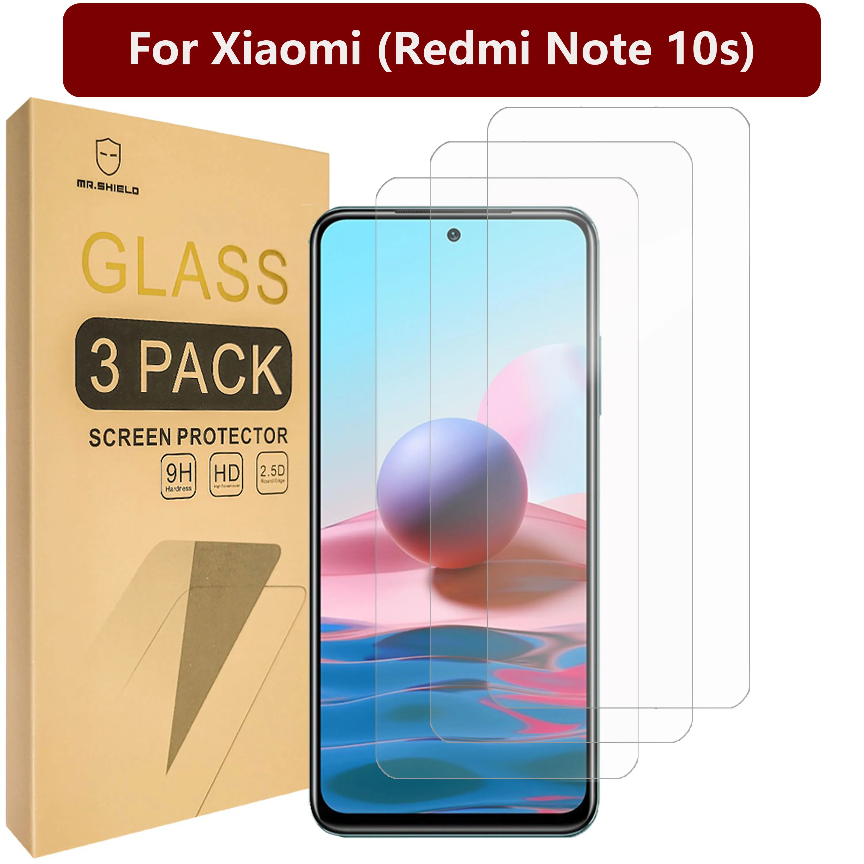 

Mr.Shield [3-Pack] Designed For Xiaomi (Redmi Note 10s) [Tempered Glass] [Japan Glass with 9H Hardness] Screen Protector