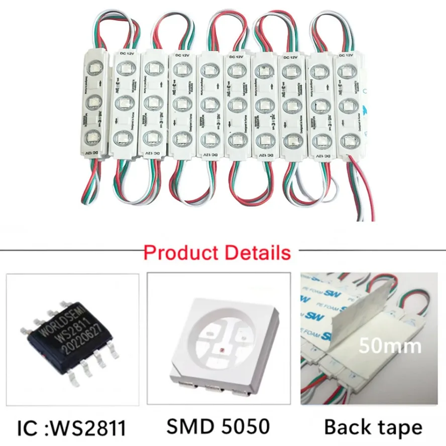 LED modules 20PCS/lot WS2811 RGB LED Modules Light DC12V Waterproof Full Color Advertisement Lamp Shop Signboard Letter Light-box Decoration
