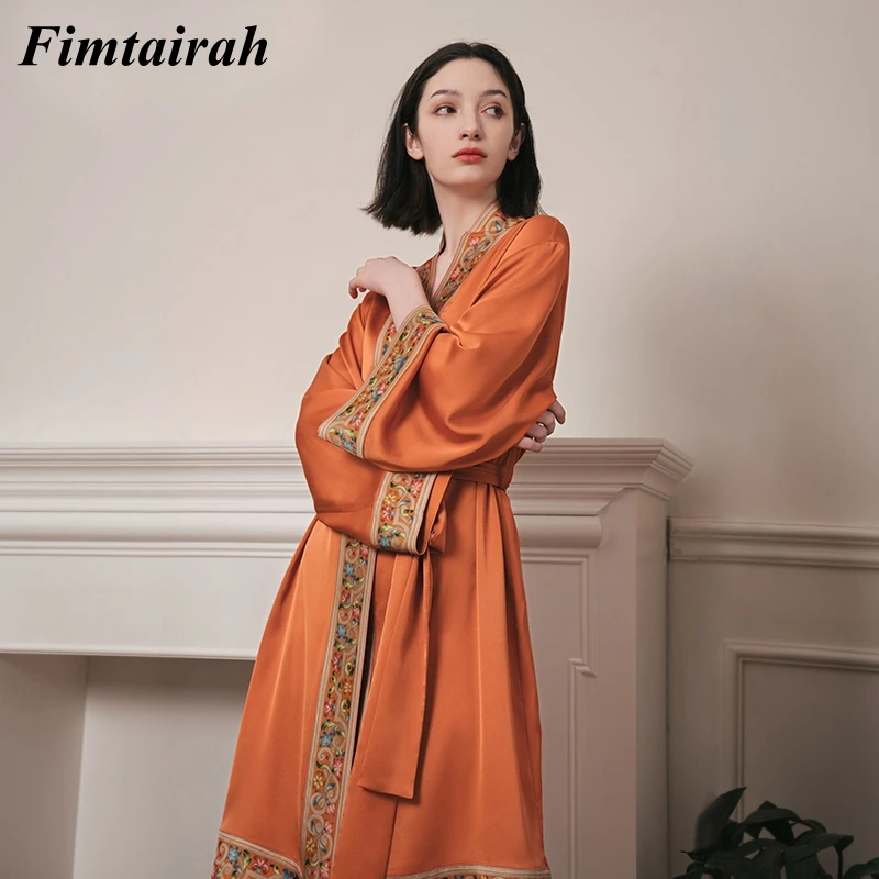 Fimtairah-22MM-100-Silk-Robe-Women-Nightgown-Long-Dress-Printed-Silk ...