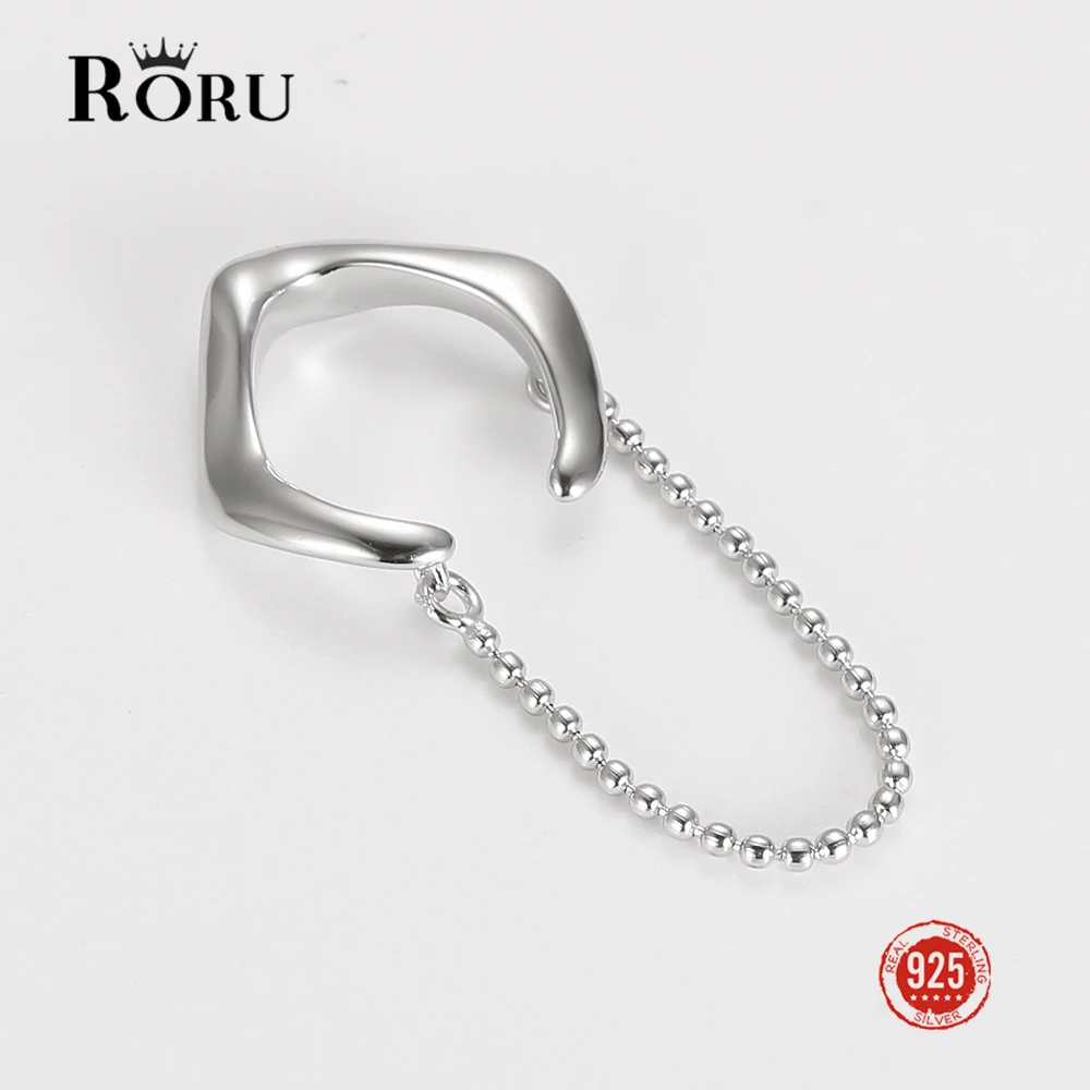 

RORU 925 Sterling Silver Simple Chain Ear Cuff No Piercing for Women Fine Jewelry Hip Hop Ear Clip Wedding Engagement Gift 2022