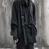 HOUZHOU Techwear Pant Sets Men Punk 3 piece outfits Black Cargo Pants Long Sleeve Shirts Korean Streetwear Hip Hop Spring 4