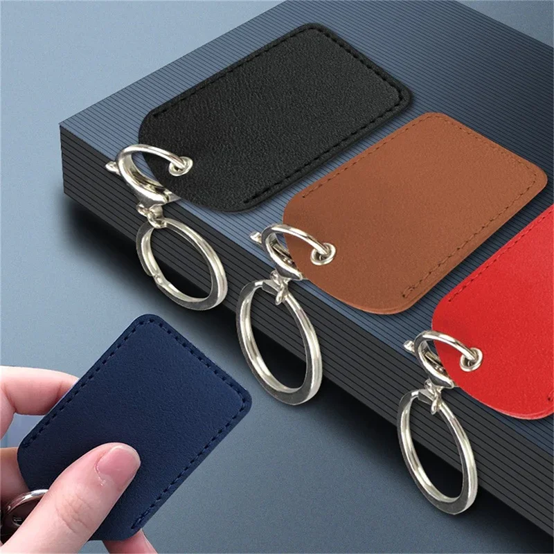 Leather Keychain Doorlock Key Ring Access Card Bag Induction Waterproof ID Card Case Key Tag Protective Case Key Tag Ring 2
