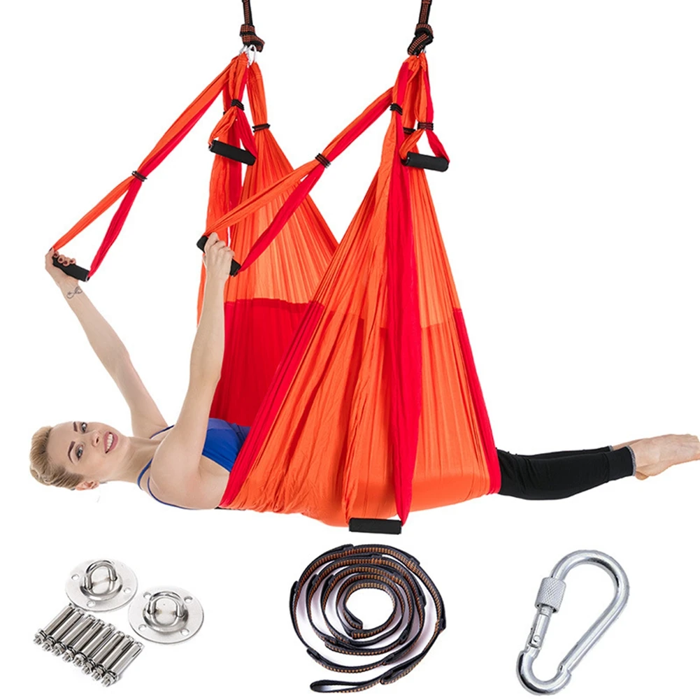 Yoga Hammock Full Set Aerial Yoga Hammock+Hanging Belt+Ceiling Plates Anti-Gravity Nylon Pilates Flying Swing Home GYM Fitness 2.5*1.5m