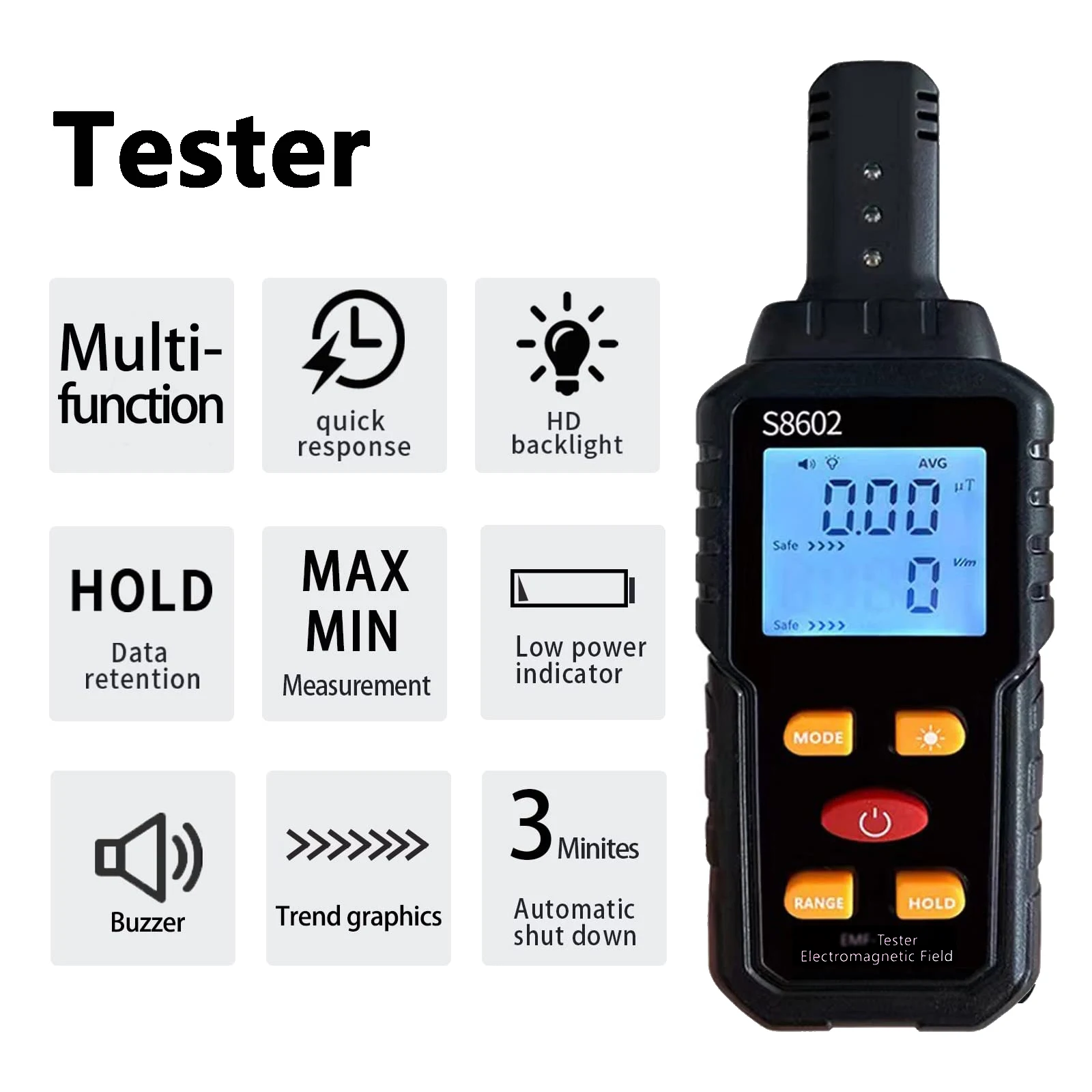 3-in-1 EMF Meter Radia Frequency Meter Radiation Detector Electromagnetic Field Person Radiation Dosimeter Counter Dose Alarm radiation detector emf meter tester