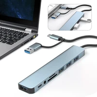 8 Port USB C HUB USB3.0 Type C Splitter Aluminum Alloy USB 3.0 Multiport Adapter Multi-Hub Dock Splitter for Xiaomi Phone Tablet 1