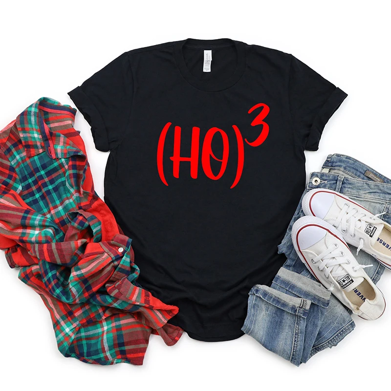 

Футболка женская с круглым вырезом, смешная уличная одежда в стиле Хо, с рисунком кубика, Рождественская футболка красного цвета, Прямая поставка