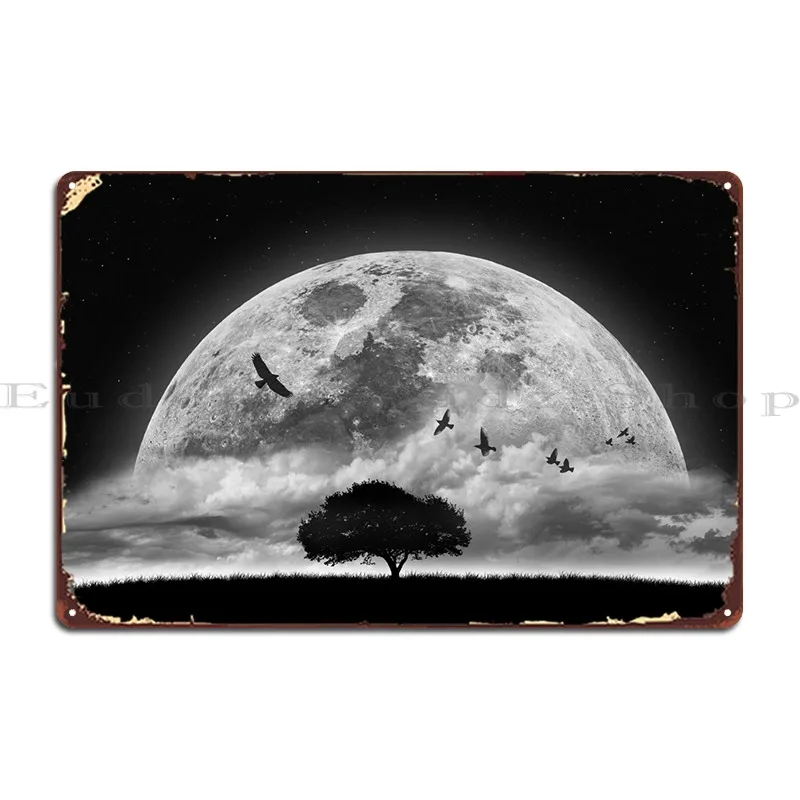 

Full Moon Metal Plaque Poster Cinema Garage Personalized Bar Funny Tin Sign Poster