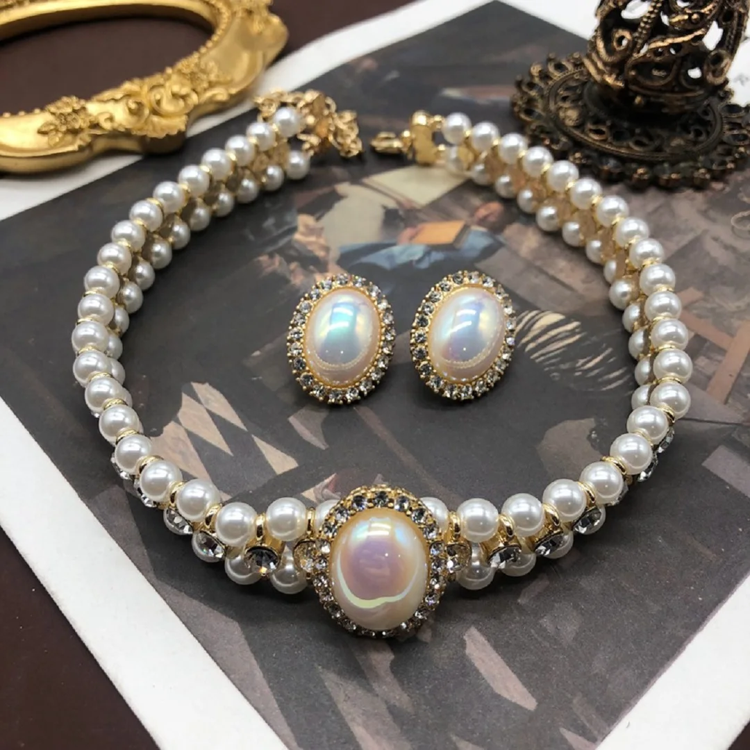

Mapei Pearls for Women Necklace Bracelet Earrings Ear Clips Set Accessories Set Pearl Zirconia Set Anniversary Gift