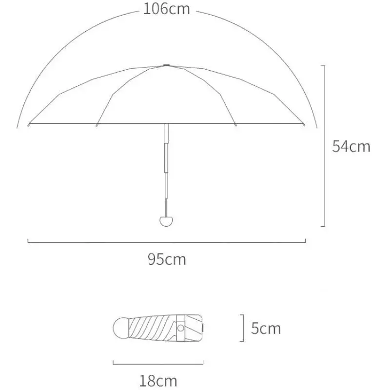 Compact Ultra-Lightweight 5-Fold UV Protection Travel Umbrella