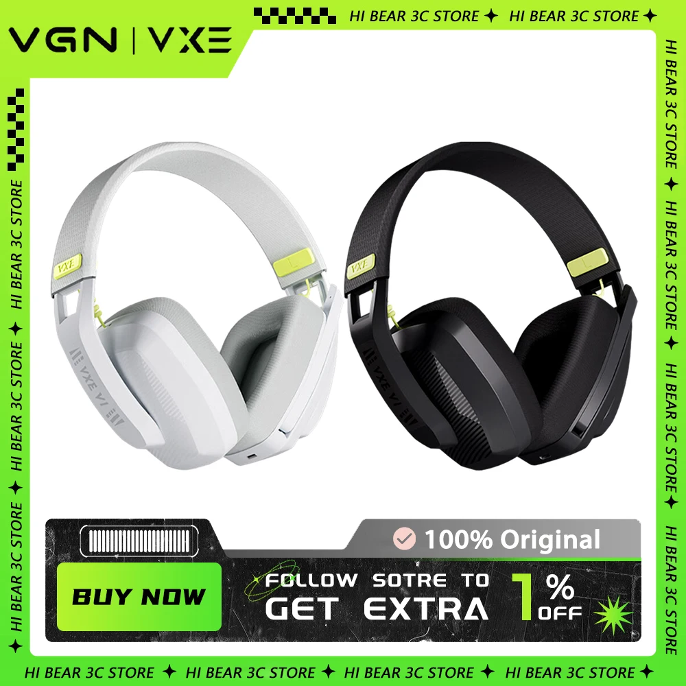

VGN VXE Siren V1 Wireless Headset Two Mode Bluetooth 5.3 2.4G FPS Gaming Headset Earphone Low Latency 200g Light Weight Pc Gamer