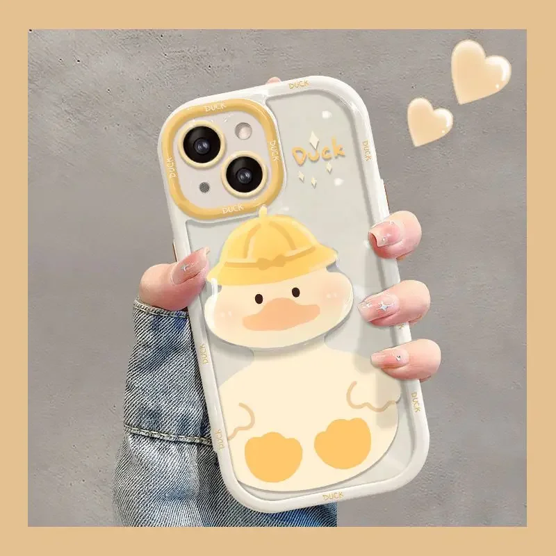Charming Duck and Cat Flower Design Phone Case