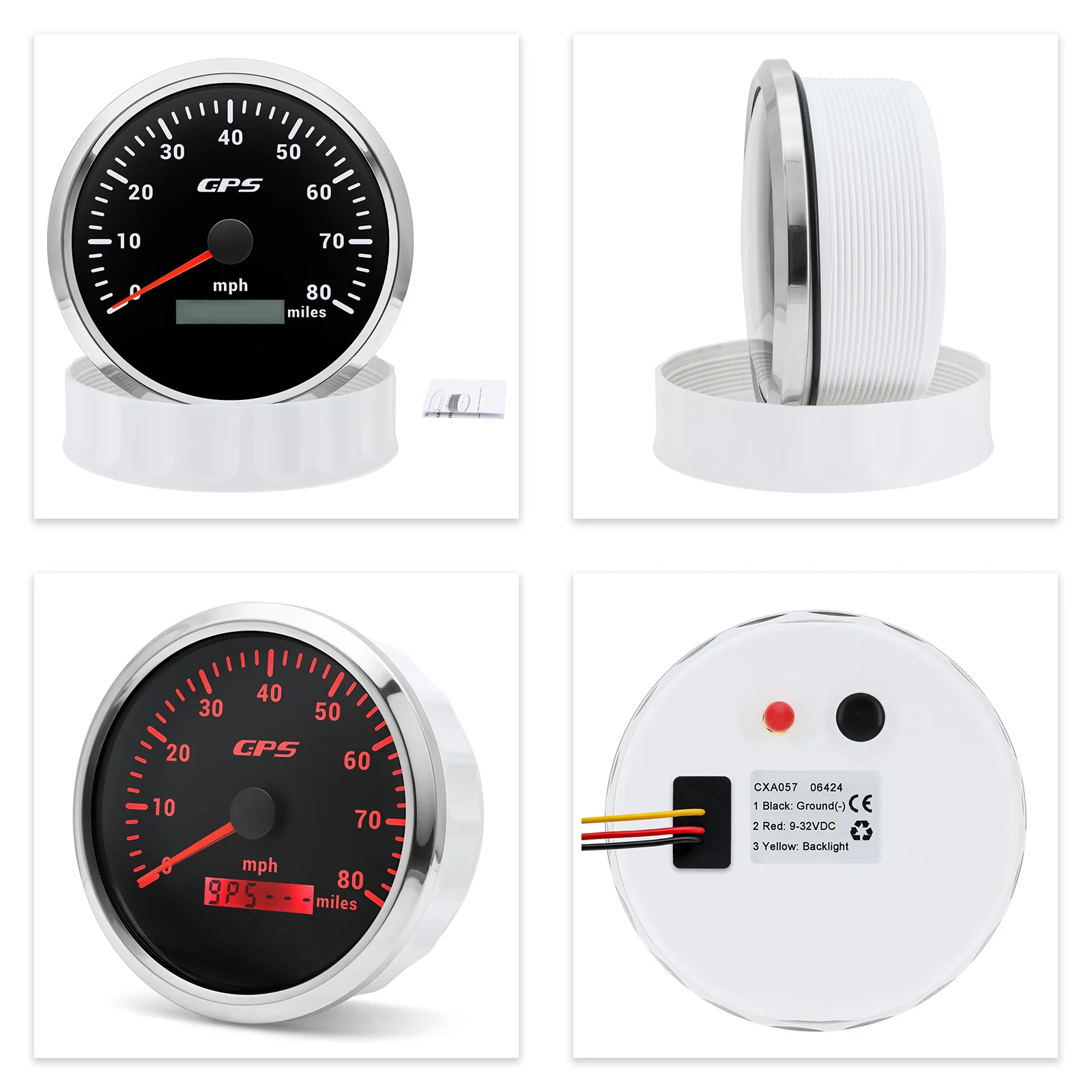 110MM GPS-Tachometer mit GPS-Antenne für 12V 24V Auto Boot Marine 30/60/80/120/200KMH MPH Geschwindigkeitsmesser Kilometerzähler 7 Farben – Detail 21
