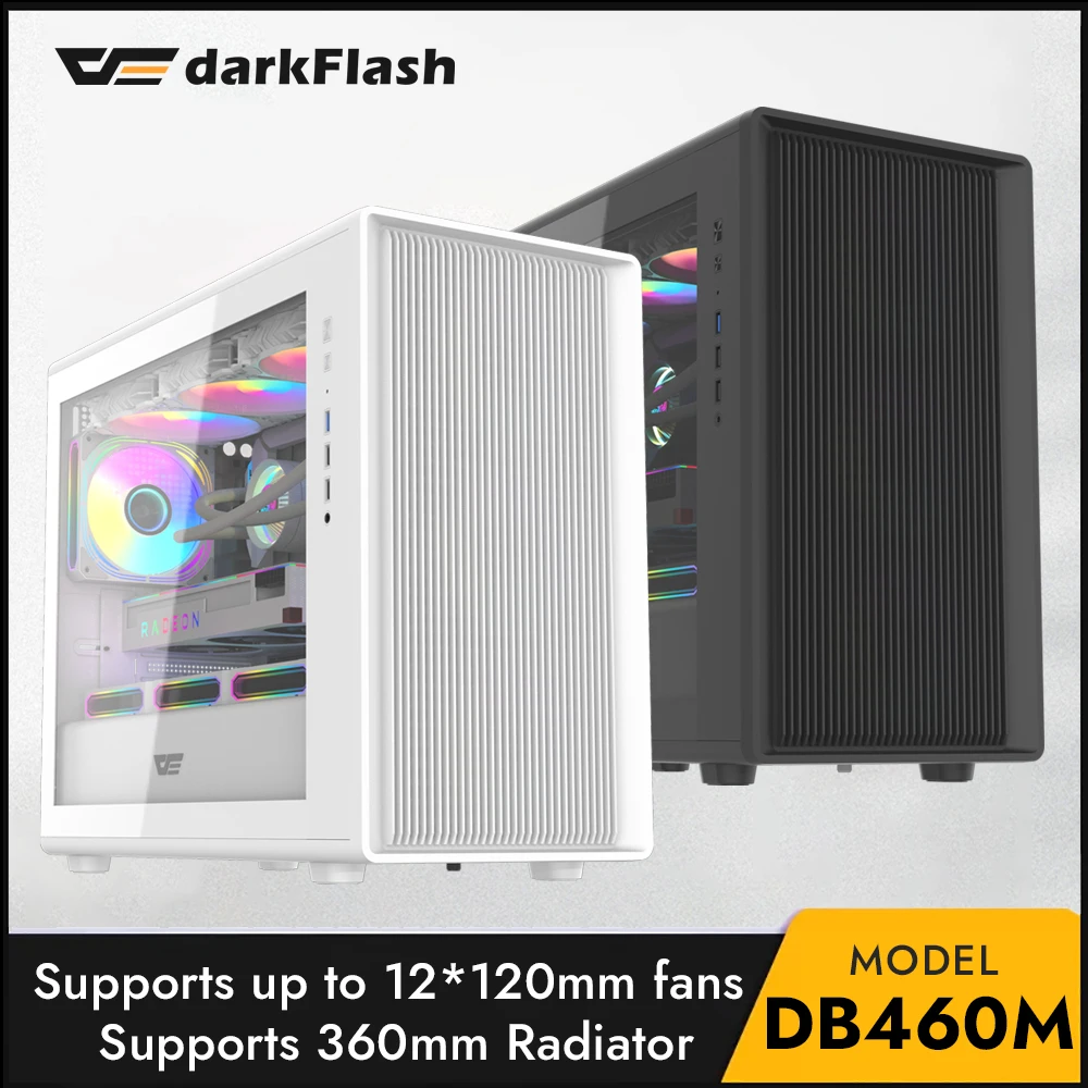 AIGO Darkflash PC Gehäuse DB460M USB3.0 Gehärtetes Glas Seitenpanel M ATX Computer Gaming Chassis Unterstützung 360 Wasserkühlung Gamer Cabinet