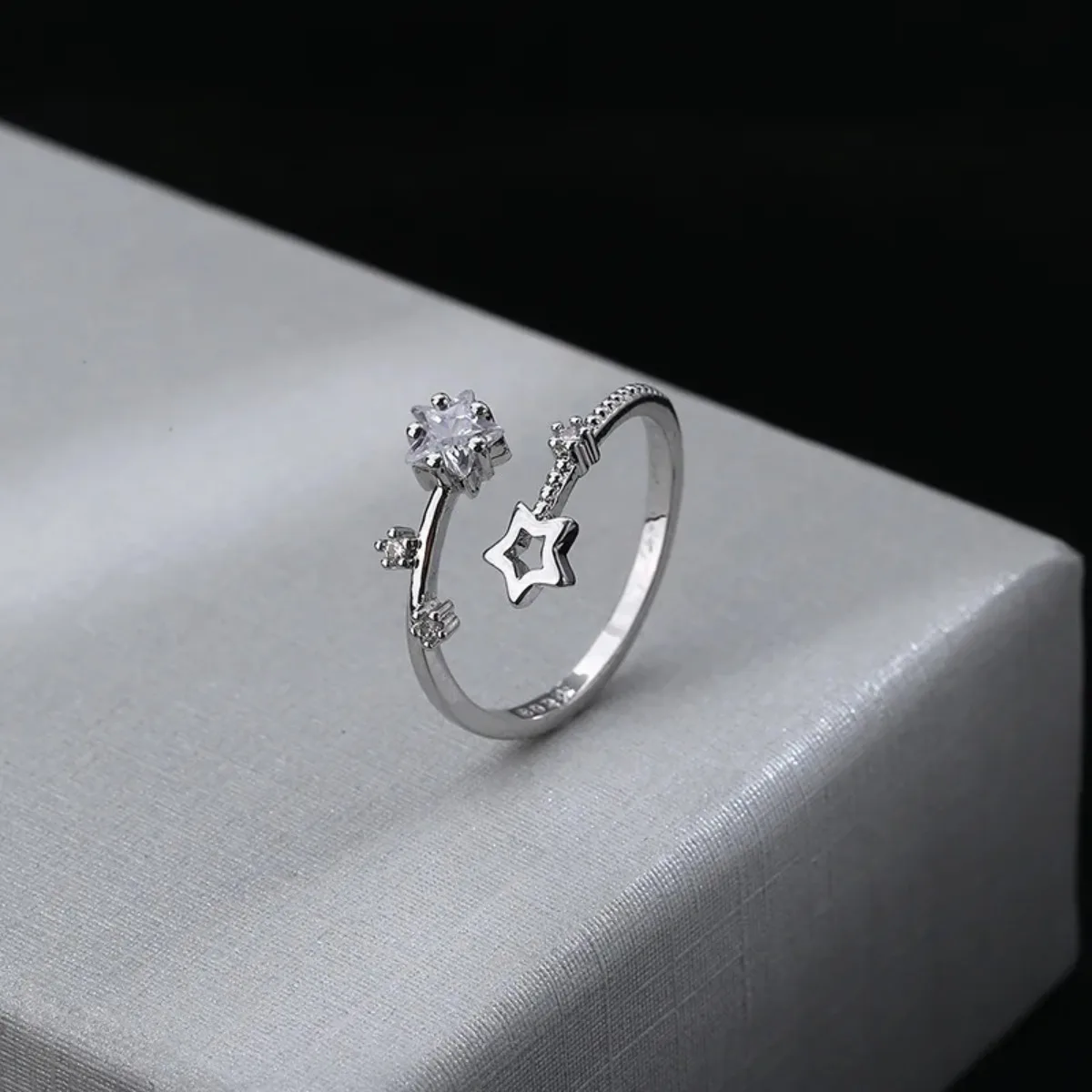 925 Silver Moon Tassel Opening Female Fashion Ins Ring