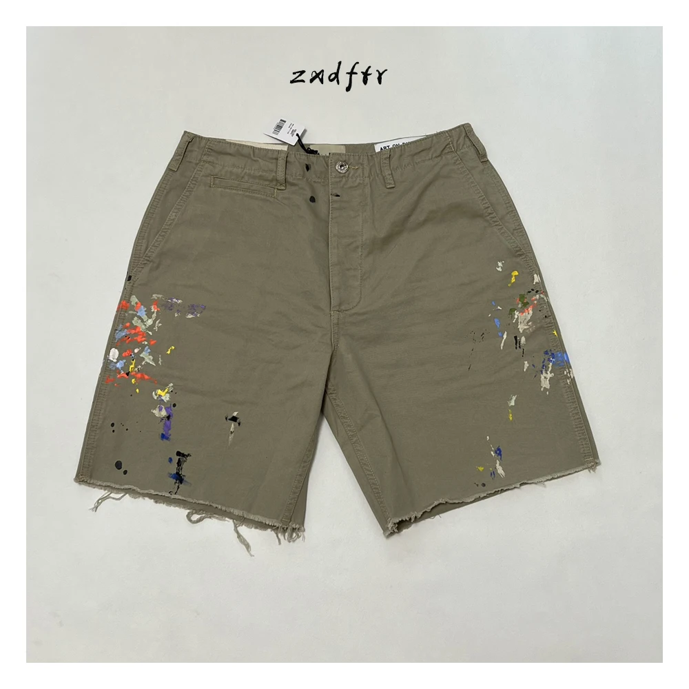 

ZXDFTR GD Summer Men's High Street Hip-Hop Paint Washed Vintage Shorts