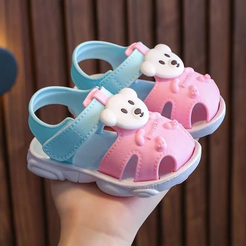 아기신발Baby Girls Boys Sandals Summer Toddler Closed Toe Little Bear Beach Shoes Newborn First Walkers Breathable Flat Sandals