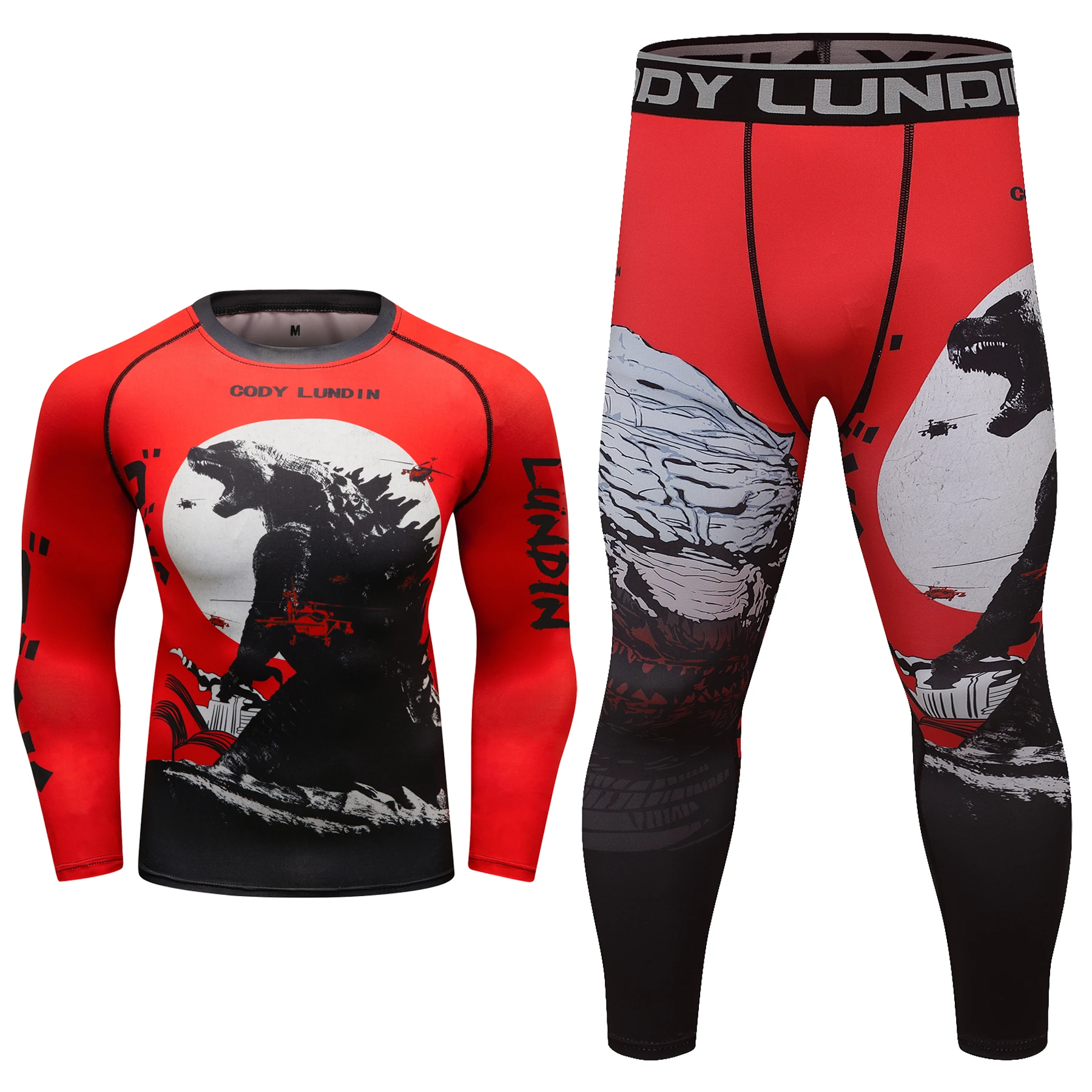 Cody Lundin Men's Red Gym Fitness Sports Suit jiu jitsu Bjj Rashguard Sublimation Boxing No Gi Trainning Sets Fighting Wear 3