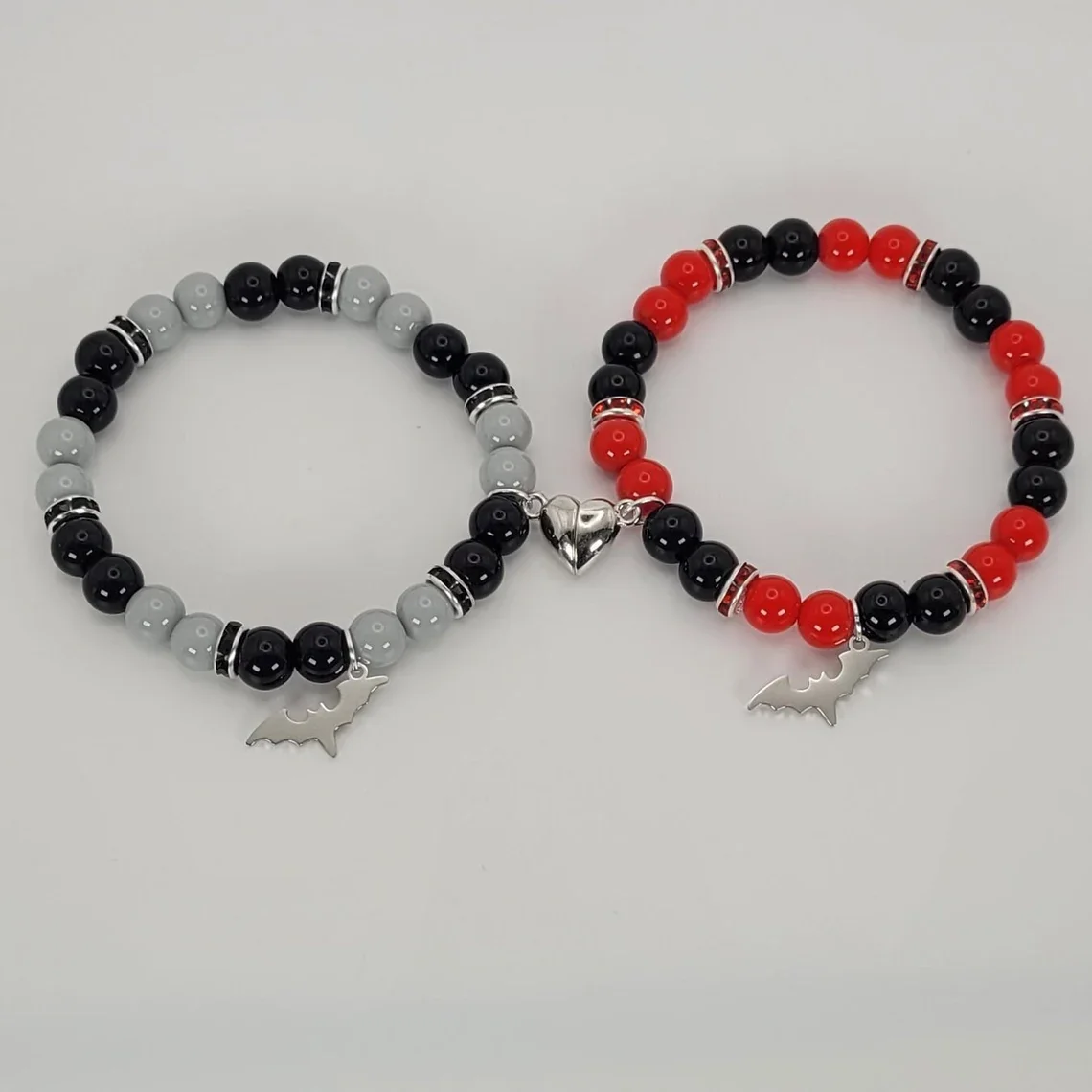 Set of 2 Matching Cartoon Bracelets, Couple Bat, Man and Woman, Matching Bracelets, Couple bracelets, Friendship bracelets, Bat