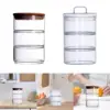 3 Layer Glass Food Jar Grain Container Glass Storage Container Airtight Glass Storage Jar 3 Tier Stacking Jars for Nuts Pantry 5