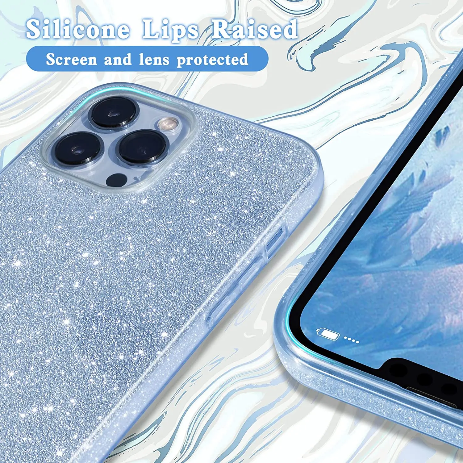 Blue Glitter Sparkle Bling Phone Case Cover Accessories