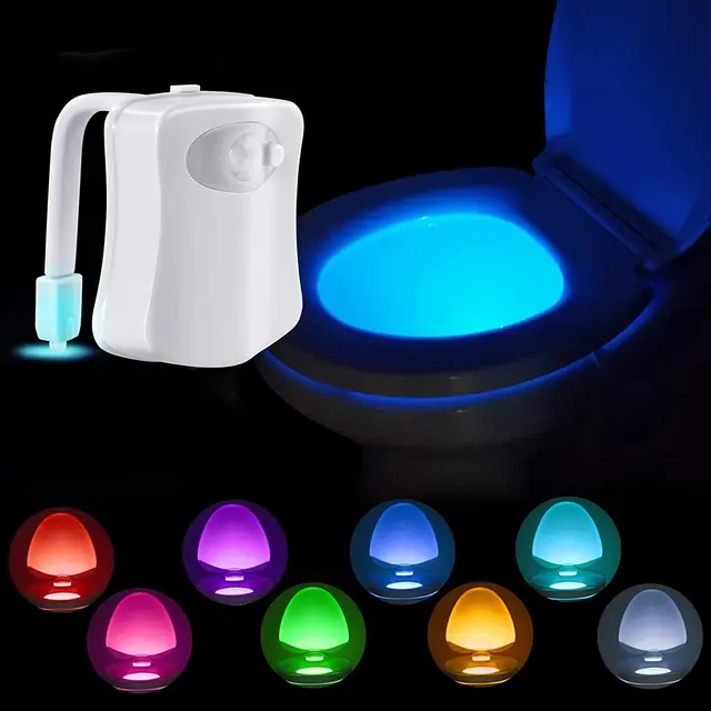 Smart PIR Motion Sensor Toilet Seat Night Light 8 Colors Waterproof Backlight For Toilet Bowl LED Luminaria Lamp WC Toilet Light changeable