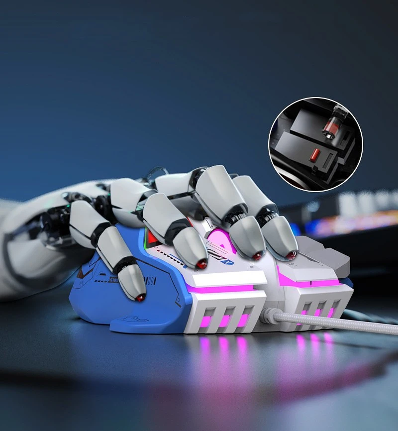 Gundam Bumblebee Mechanical Wired Mouse Transfor Mecha RGB Light